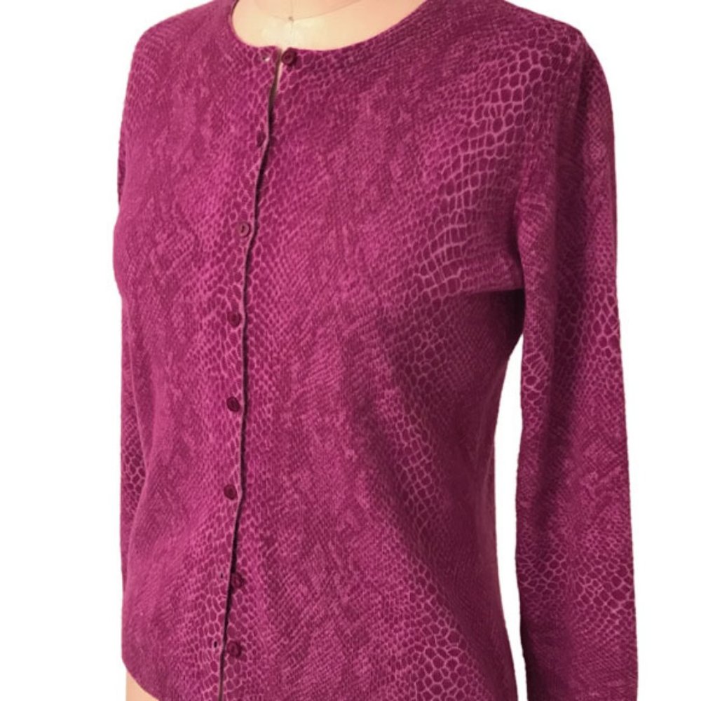 Express Magenta Python Pattern Cardigan Size M - image 3